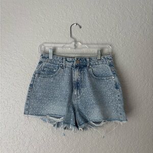 Studded High Waisted Blue Denim Shorts, size 26, worn once